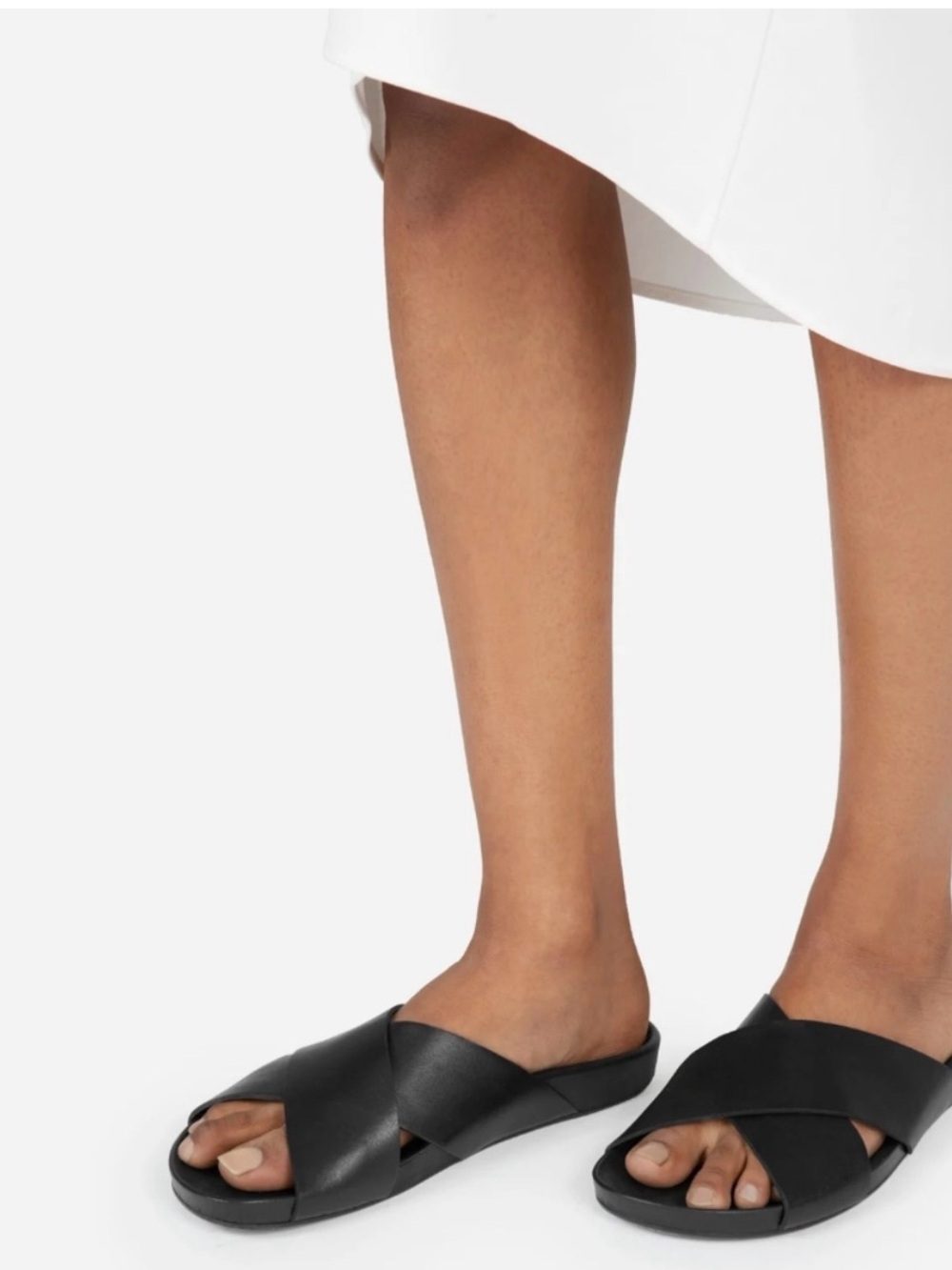Everlane The Form Crossover Strap Leather Sandals - Black, Size 10 - Picture 2 of 8